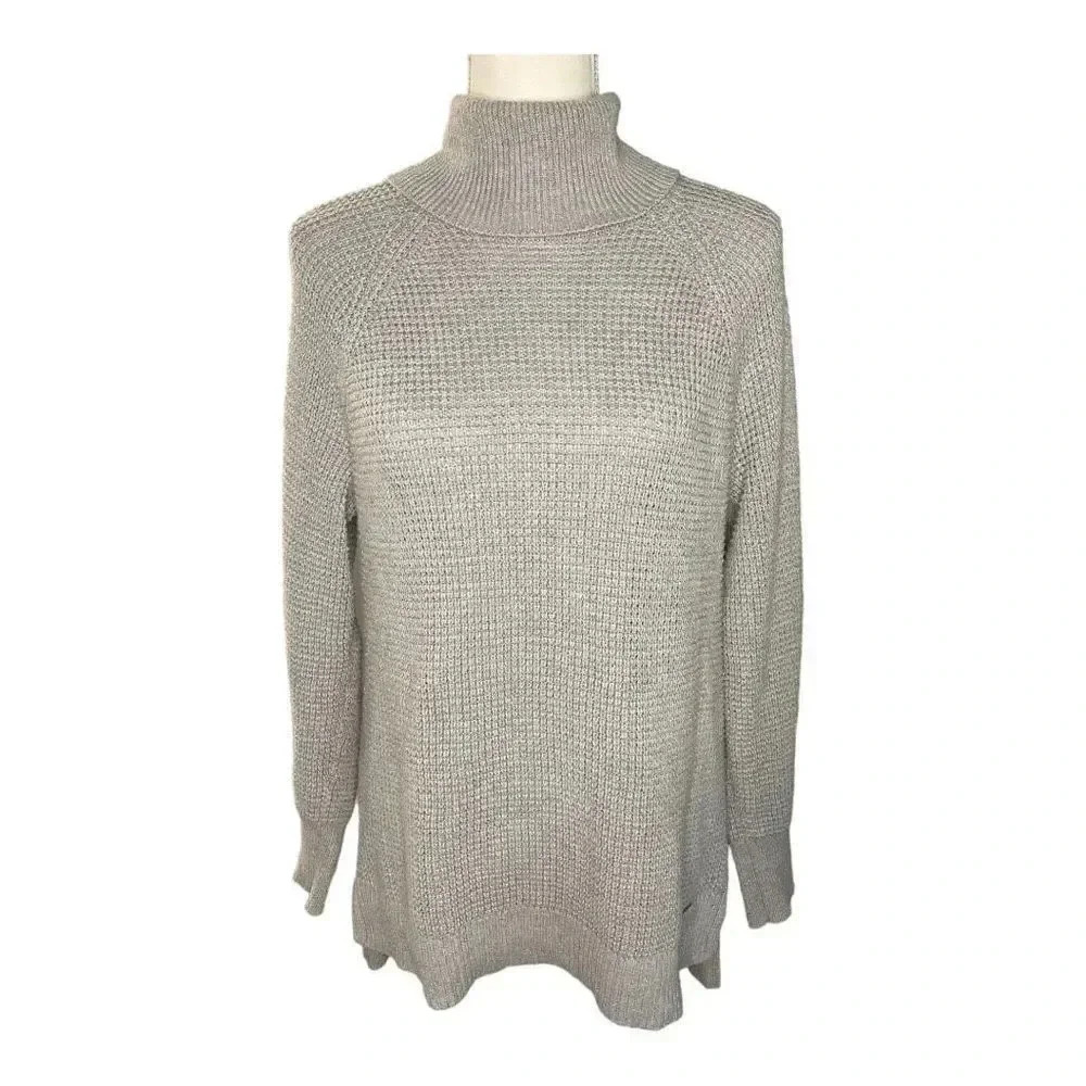 Michael Kors Women’s‎ Small Oversized Gray Waffle Knit Turtleneck Sweater
